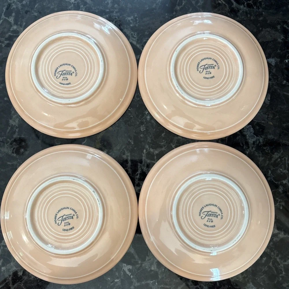 FiestaWare Pastel Saucers Apricot Discontinued Homer Laughlin Coffee Core -‎ 4